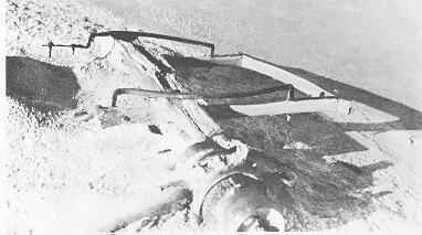 Old photograph of wagon remains