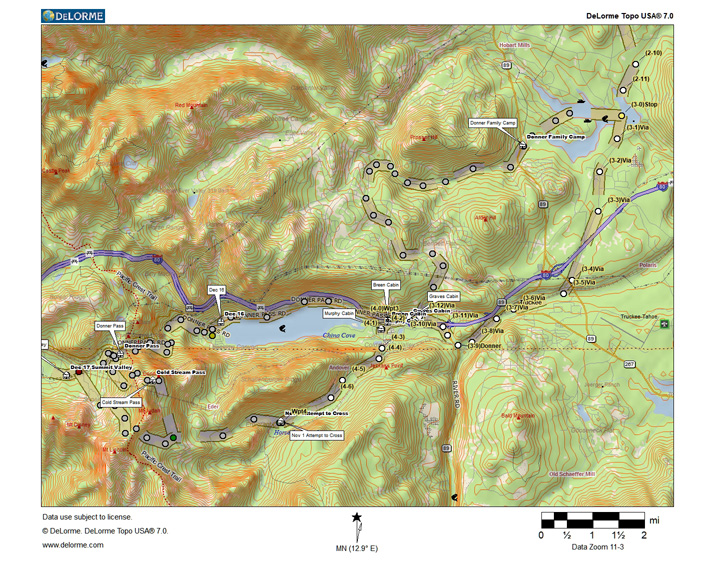 Map of camps, lake and passes