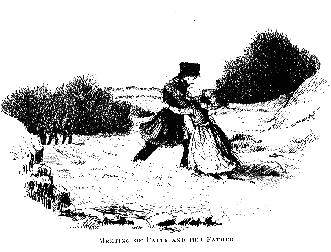 Drawing of Patty Reed meeting her father